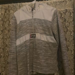 Grey and white PINK 1/4 zip up hoodie